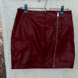 Size 8 Express Maroon zip up pleather pencil skirt